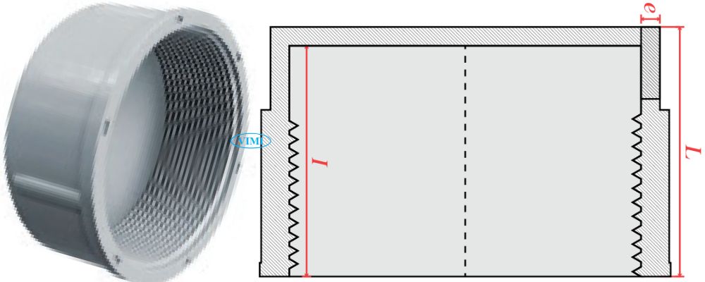bản vẽ nút bịt ống cấp thoát upvc gs ren trong