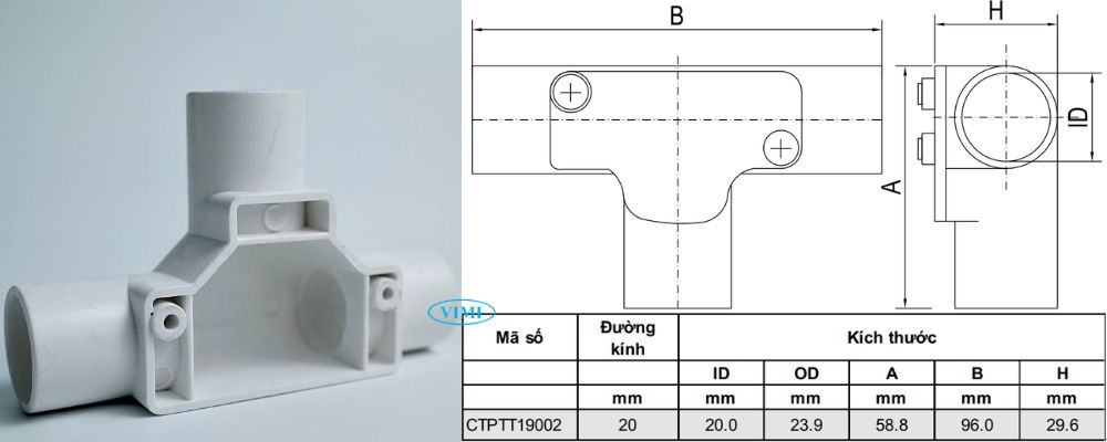Tê nối ống dây điện có nắp PVC GS bản vẽ tê nối ống dây điện có nắp pvc gs