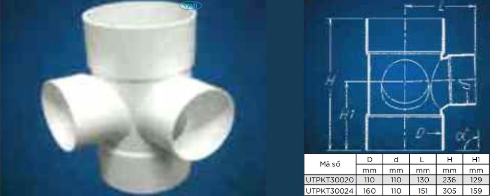 Tê ống thoát nước uPVC GS bản vẽ tê ống thoát nước upvc gs 2 nhánh vuông góc