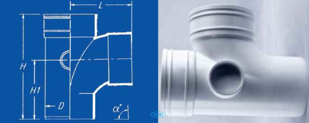 Tê ống thoát nước uPVC GS bản vẽ tê ống thoát nước upvc gs cong 88 đầu âm dương