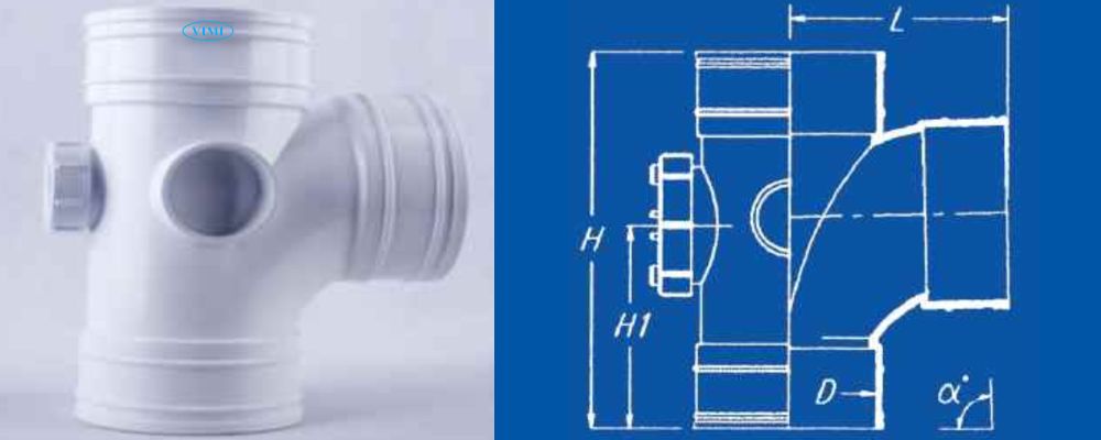 Tê ống thoát nước uPVC GS bản vẽ tê ống thoát nước upvc gs cong 88 độ có nắp