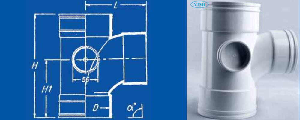 Tê ống thoát nước uPVC GS bản vẽ tê ống thoát nước upvc gs cong 88 độ dán keo