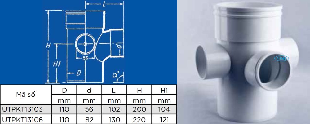Tê ống thoát nước uPVC GS bản vẽ tê ống thoát nước upvc gs giảm 88 đầu âm dương nhánh nối 2 inch