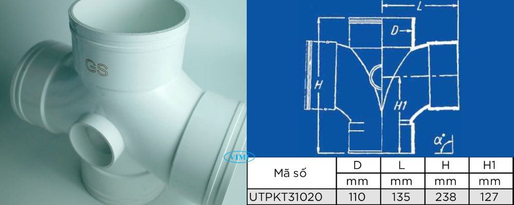 bản vẽ tứ thông ống thoát nước upvc gs đều đầu âm dương
