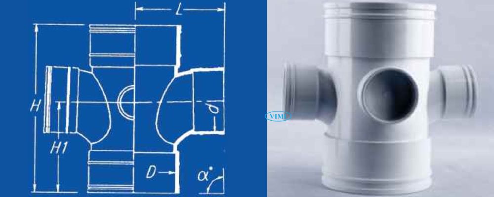 bản vẽ tứ thông ống thoát nước upvc gs giảm