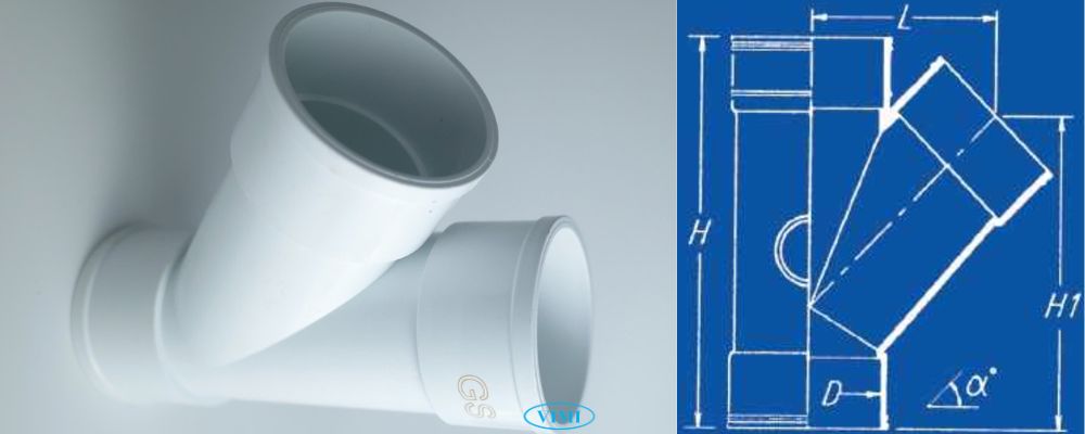 bản vẽ y ống thoát upvc gs 45 độ