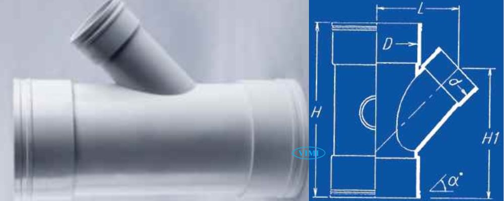 bản vẽ y ống thoát upvc gs giảm 45 độ