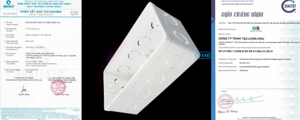 Đế âm ống dây điện PVC GS chứng nhận đế âm ống dây điện pvc gs chữ nhật đôi 257