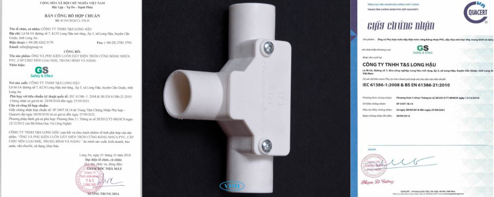 Tê nối ống dây điện có nắp PVC GS chứng nhận tê nối ống dây điện có nắp pvc gs