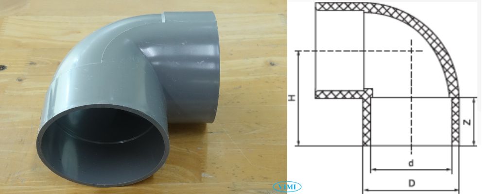 Cút nhựa GS cPVC công nghiệp kích thước của cút nhựa gs cpvc công nghiệp