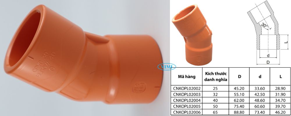 kích thước lơi chếch nhựa gs cpvc pccc