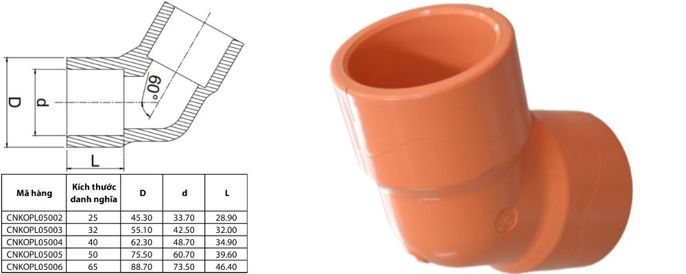 kích thước lơi chếch nhựa gs cpvc pccc