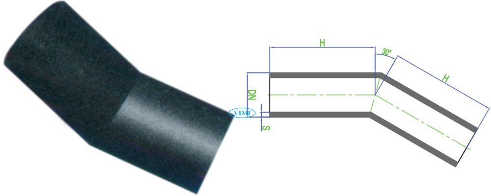 Nối Dekko HDPE kích thước nối dekko hdpe góc 30 độ