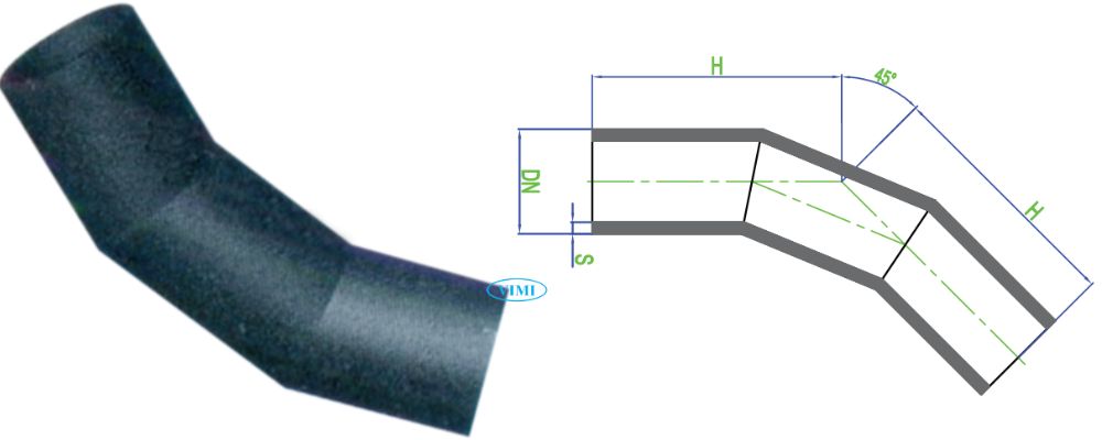 Nối Dekko HDPE kích thước nối dekko hdpe góc 45 độ