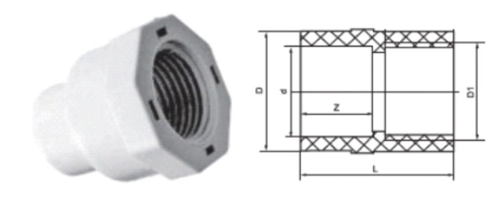 Nối nhựa GS cPVC công nghiệp kích thước nối nhựa gs cpvc công nghiệp ren trong