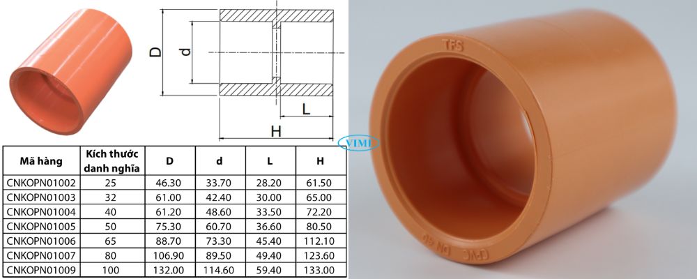 Nối nhựa GS cPVC PCCC kích thước nối nhựa gs cpvc pccc dán keo