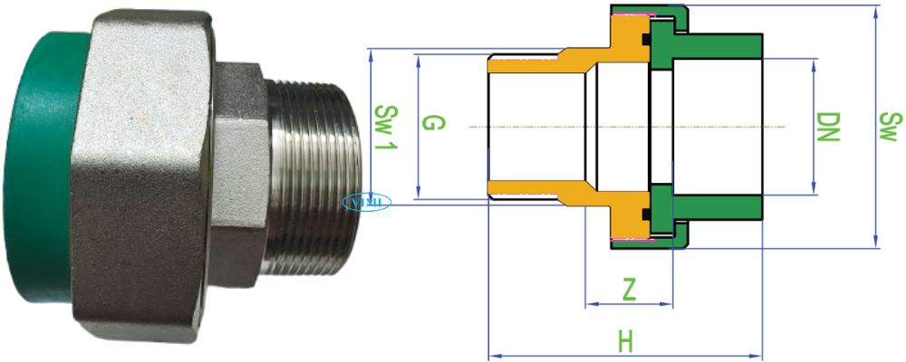 kích thước rắc co ppr dekko ren ngoài