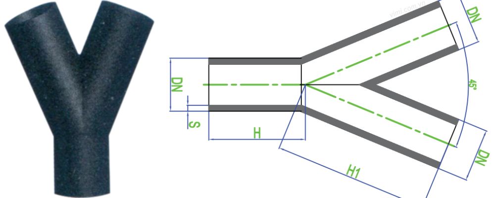 Y Dekko HDPE kích thước y dekko hdpe cân hàn 45 độ