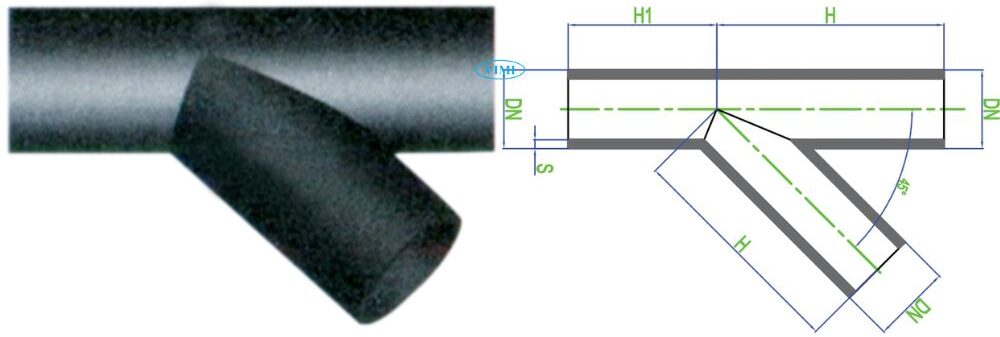 Y Dekko HDPE kích thước y dekko hdpe lệch hàn 45 độ