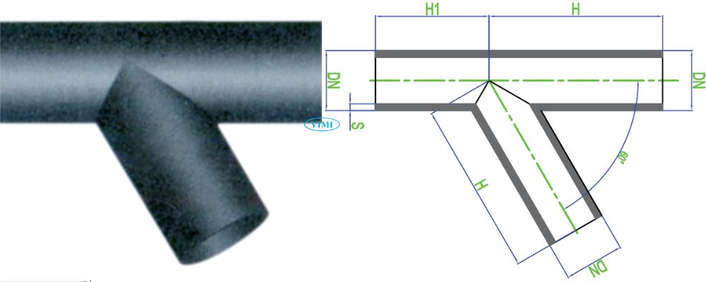 Y Dekko HDPE kích thước y dekko hdpe lệch hàn 60 độ