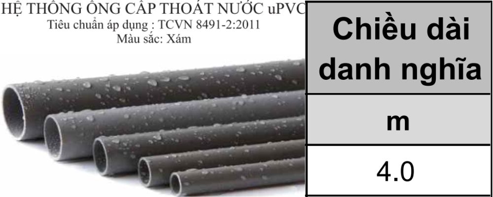màu sắc và chiều dài ống cấp thoát upvc gs