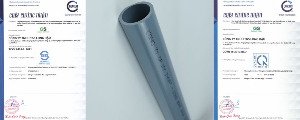 tiêu chuẩn ống cấp thoát nước upvc gs hệ inch