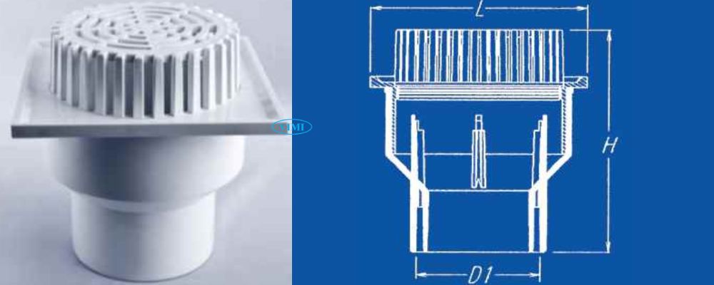Phễu thu nước uPVC GS bản vẽ phễu thu nước upvc gs ban công mặt vuông dạng cầu