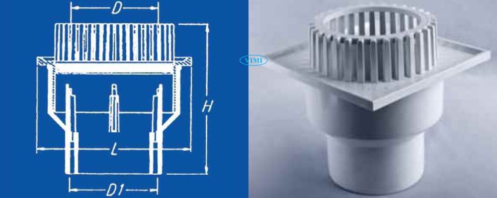 Phễu thu nước uPVC GS bản vẽ phễu thu nước upvc gs ban công mặt vuông dạng ống