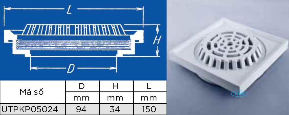 Phễu thu nước uPVC GS bản vẽ phễu thu nước upvc gs sàn dạng cầu thấp vít 6 inch