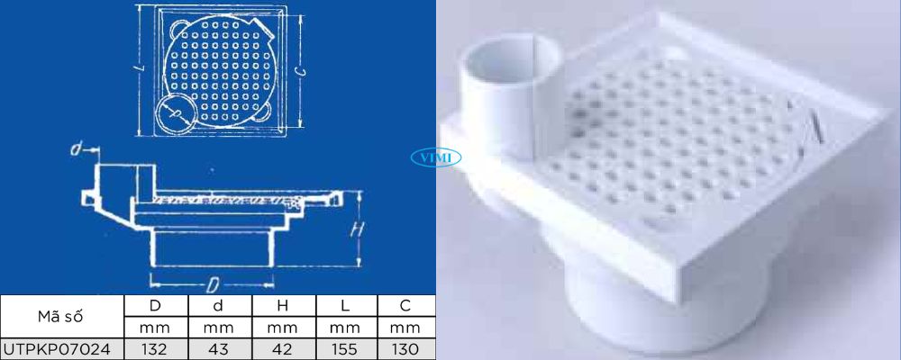 Phễu thu nước uPVC GS bản vẽ phễu thu nước upvc gs sàn kết nối trong 1 1 2 inch
