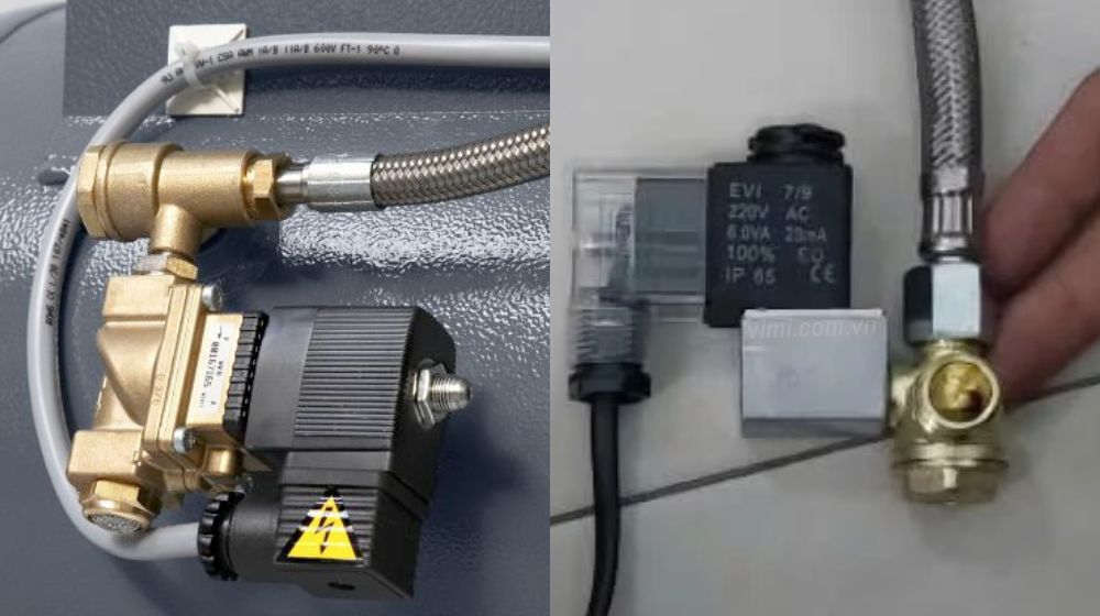 Van 1 chiều máy nén khí lắp van 1 chiều máy nén khí với van điện từ