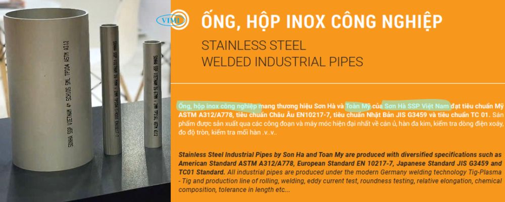 ống inox công nghiệp sơn hà và ống toàn mỹ