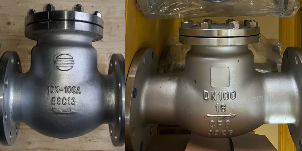 van 1 chiều lá lật dn100 thân inox