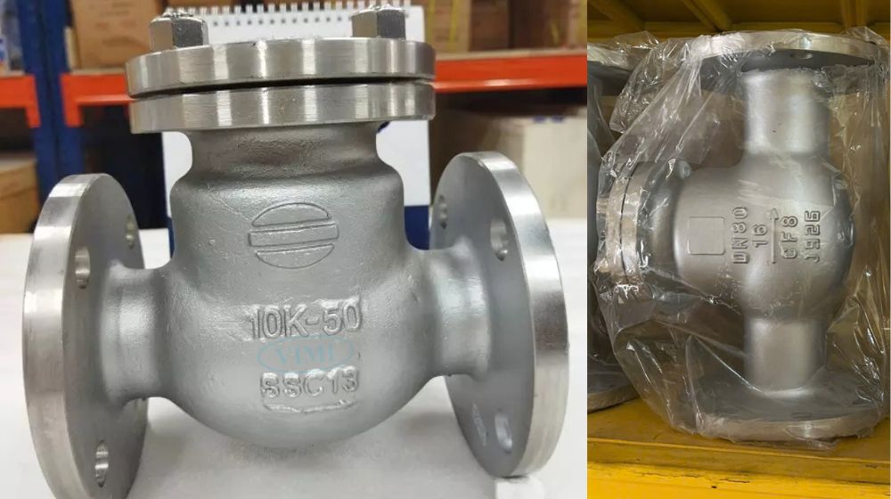 van 1 chiều lá lật inox 304 nối bích