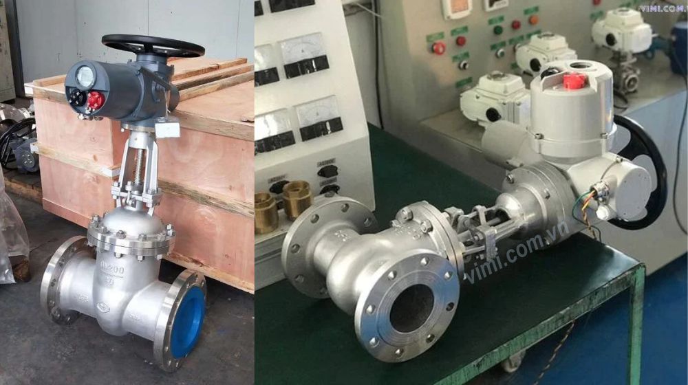 van cổng inox điều khiển điện