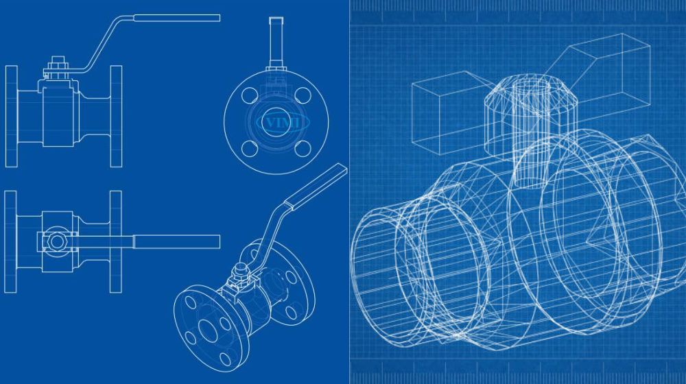 bản vẽ van bi thể hiện kiểu kết nối