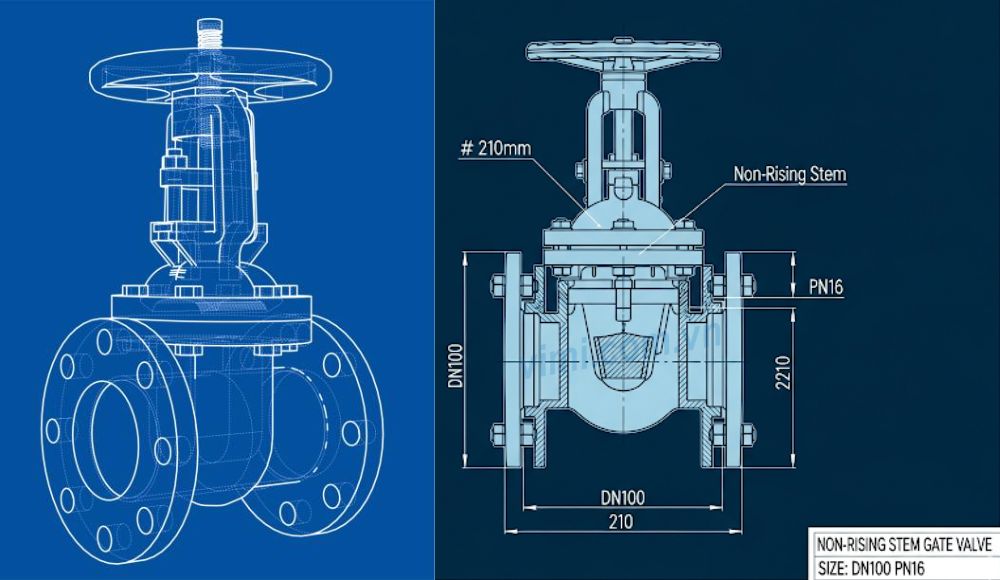các thông số trong bản vẽ van cổng