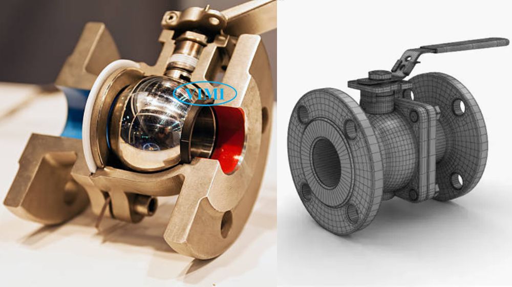 cấu tạo van bi 2 mảnh mặt bích