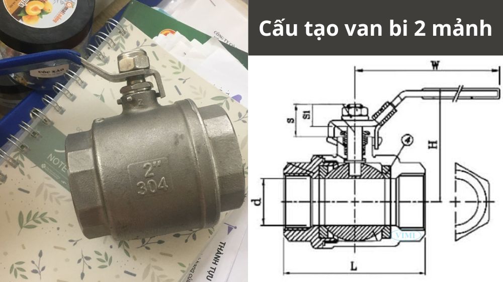 cấu tạo van bi 2 mảnh