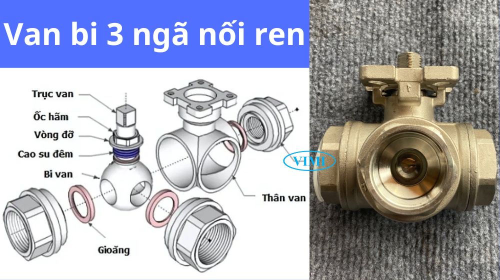 cấu tạo van bi 3 ngã nối ren