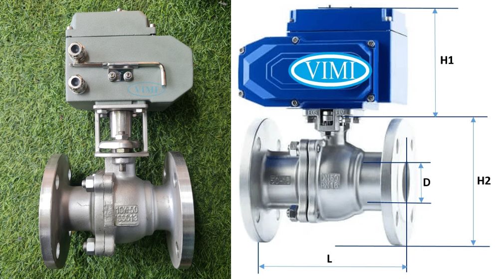 kích thước van bi điện