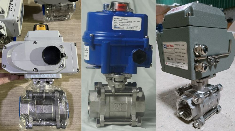 nhãn hiệu van bi 3 mảnh điều khiển điện