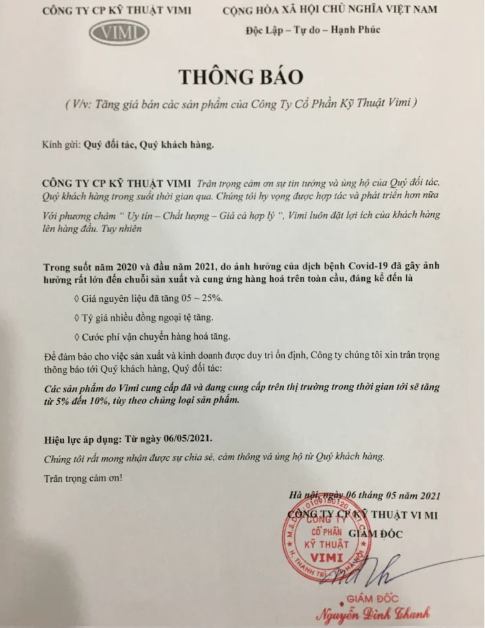 điều chỉnh giá 0121