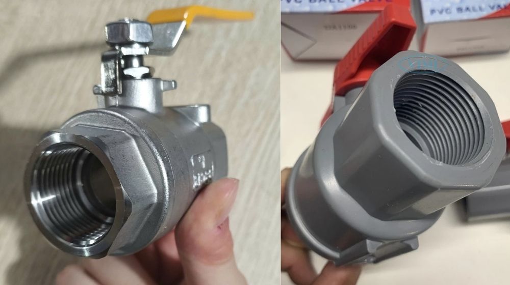 vật liệu van bi nối ren