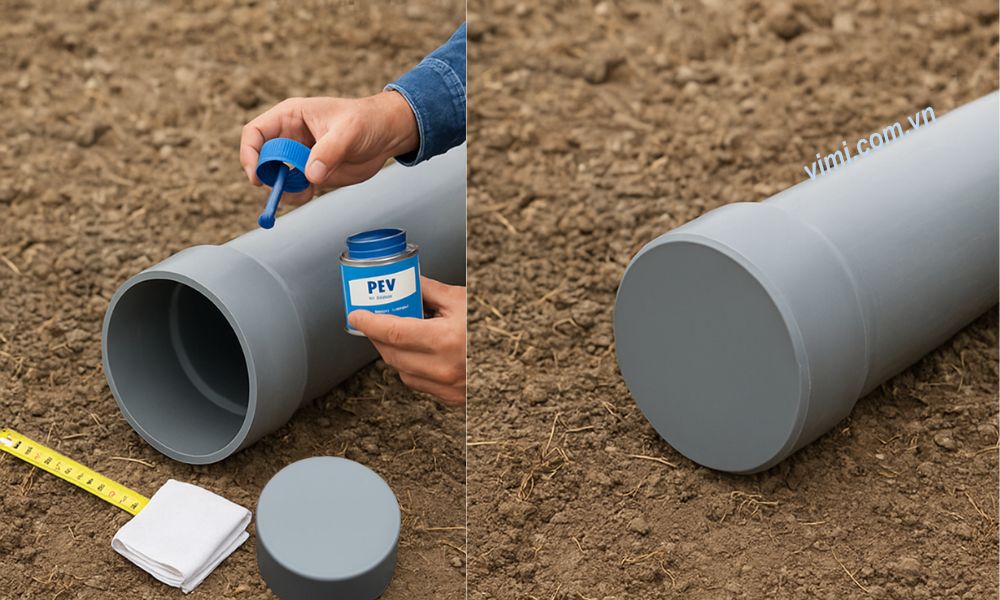 6 bước lắp đặt nắp bịt ống nhựa pvc 250