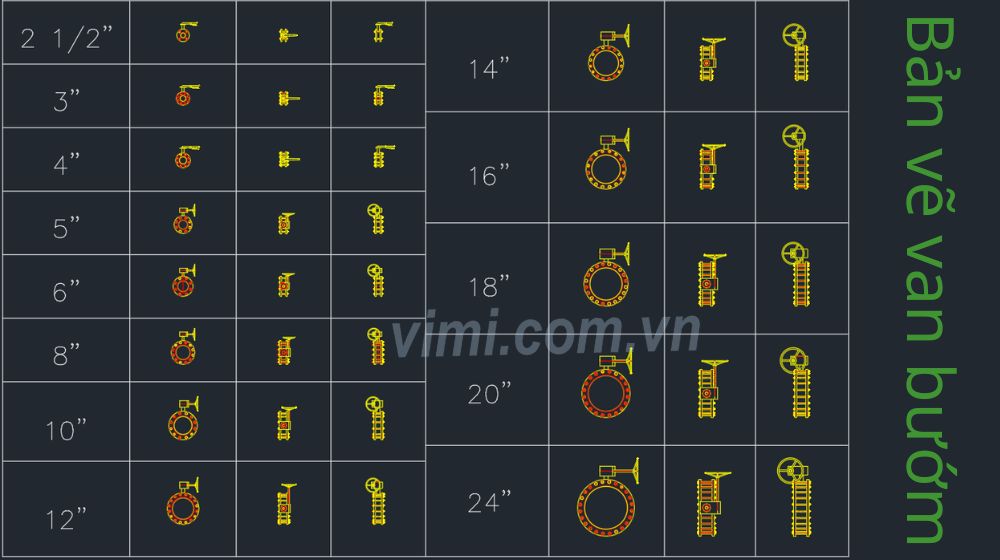 bản vẽ van bướm cad