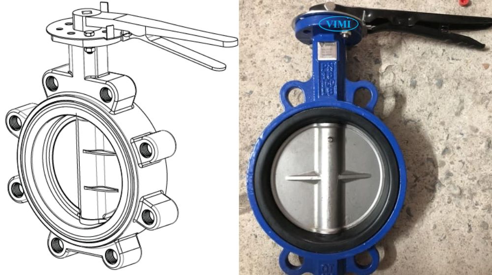 bản vẽ van bướm tay gạt