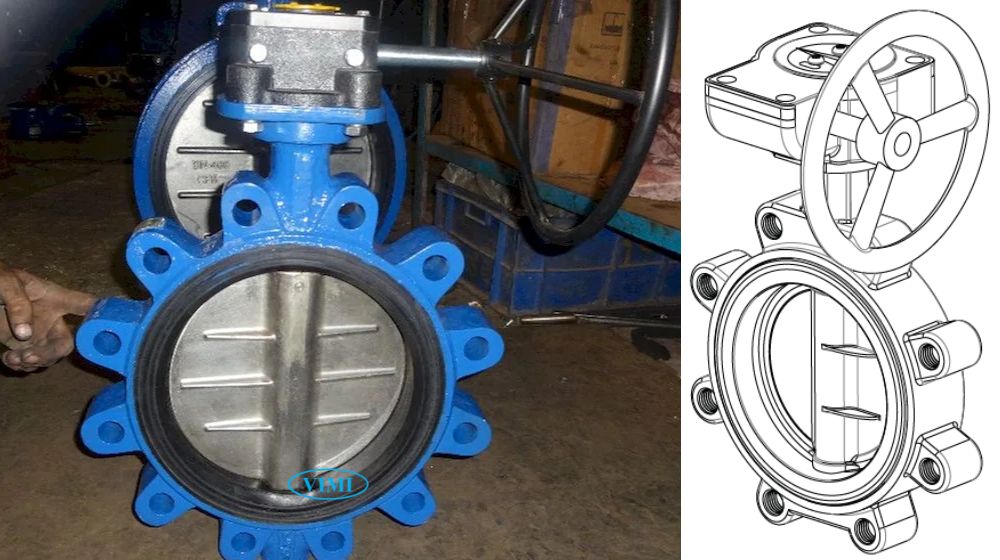 bản vẽ van bướm tay quay