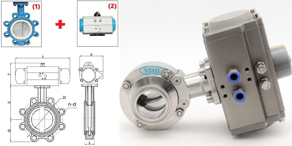 cấu tạo van bướm điều khiển khí nén