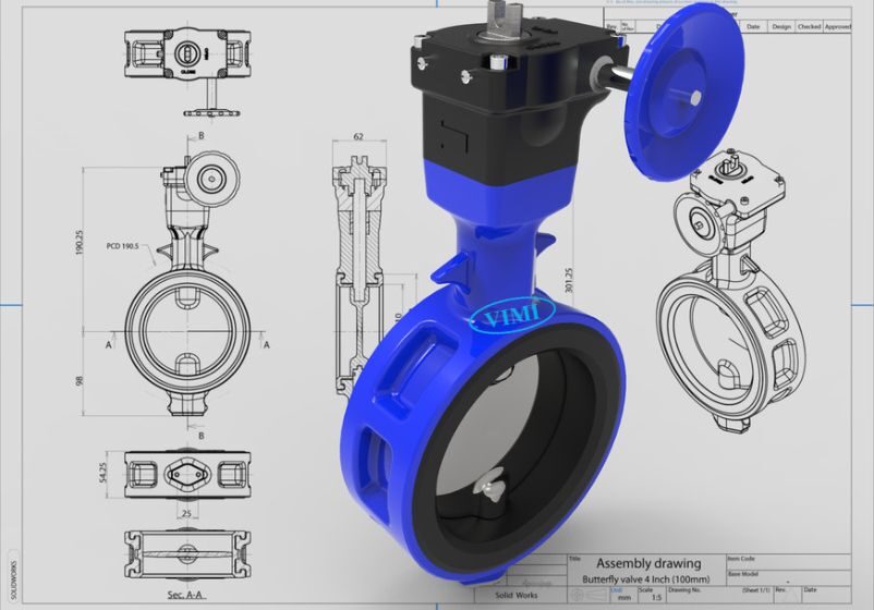 cấu trúc bản vẽ van bướm